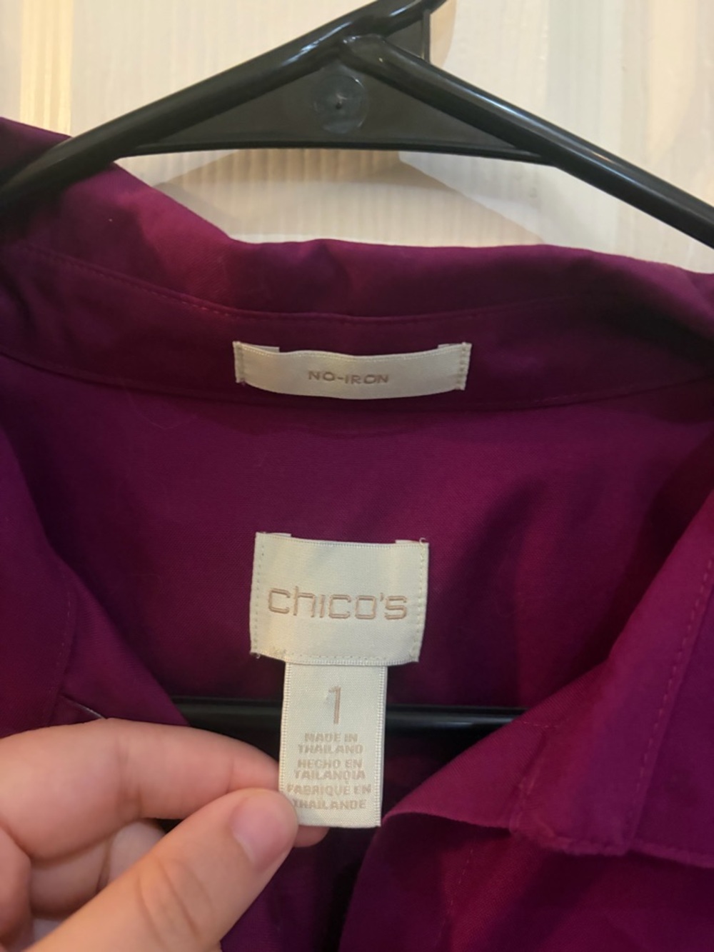 Chico’s No-Iron Button Down Shirt - Magenta Purple - Size 1 (M) 100% Cotton - Picture 3 of 7